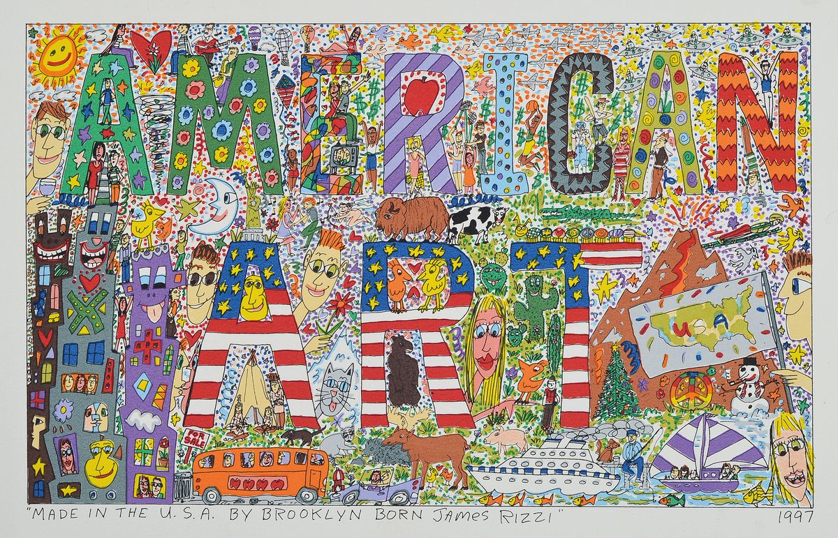 James Rizzi, 1950-2011, Made in the USA by Brooklyn born James Rizzi, Farblithographie von 1997, ca. 19.5x31.5cm