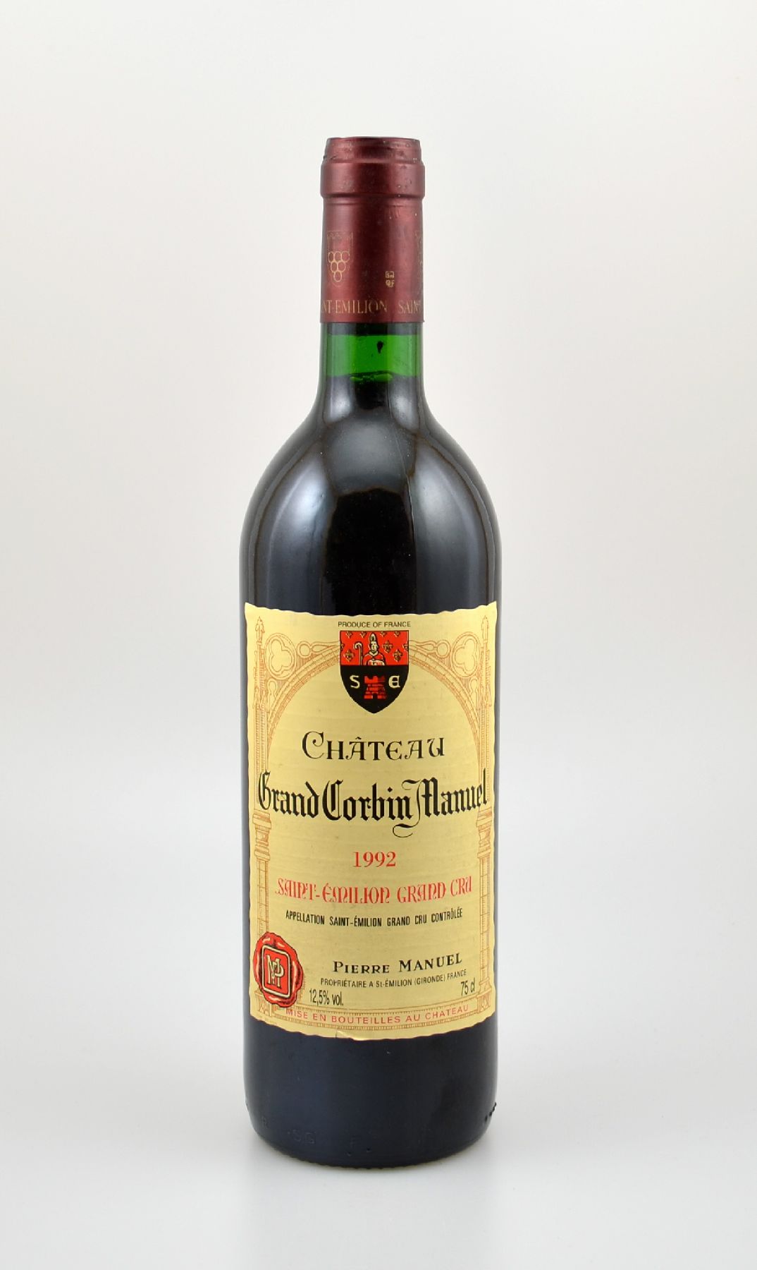 2 Flaschen 1992 Chateau Grand Corbin Manuel, Saint-Emilion Grand Cru, je ca. 75 cl, 12,5 % Vol., Füllstände: je ca. into neck, unverkostet, ...