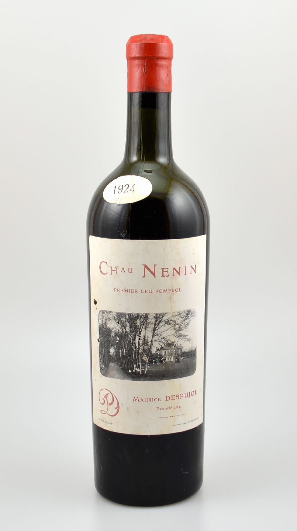 1 Flasche 1924 Chateau Nenin, Pomerol, Premier Cru, Füllstand: ca. low mid shoulder, Etikett l. beschmutzt bzw. besch., unverkostet, sammelwürdig, ...