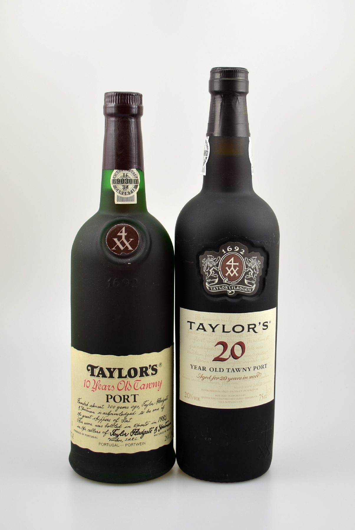 2 Flaschen Portwein, Taylor's 10 Years Old Tawny Port & Taylor's 20 Years Old Tawny Port, abgefüllt in 1985 & 2009, 20 % Vol., ...