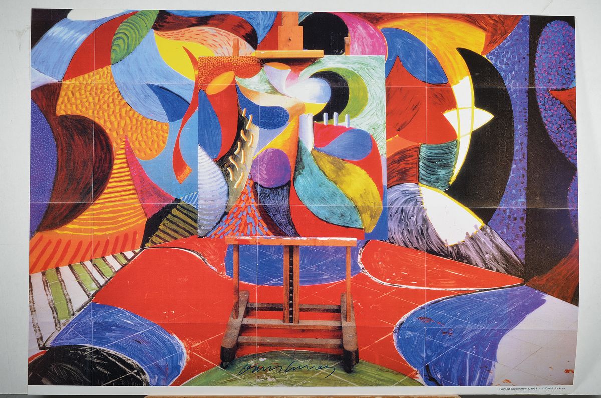 Detail k: David Hockney, geb. 1937, Painted Environment I, Künstlerplakat 1993, Farboffset, handsigniert, ca. 59x84 cm