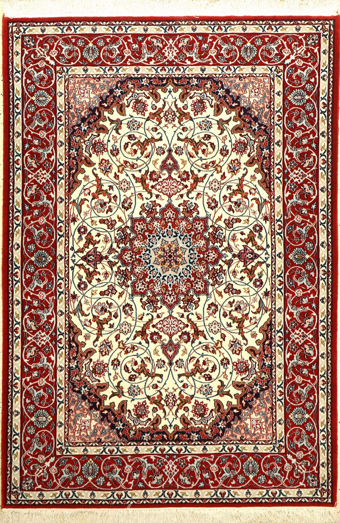 Esfahan fein, Persien, ca. 10 Jahre, Korkwolle mit und auf Seide, ca. 167 x 107 cm,EHZ: 1-2 (fachkundig gereinigt), hochwertige Qualität.