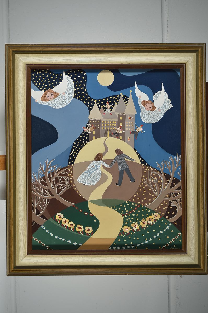 Detail k: Anne Rousseau, geb. 1952 St. Denis, bekannte französische Malerin und Grafikerin, hier: Le Reve-Der Traum, Öl/Holz, signiert und dat. 1979, ca. ...