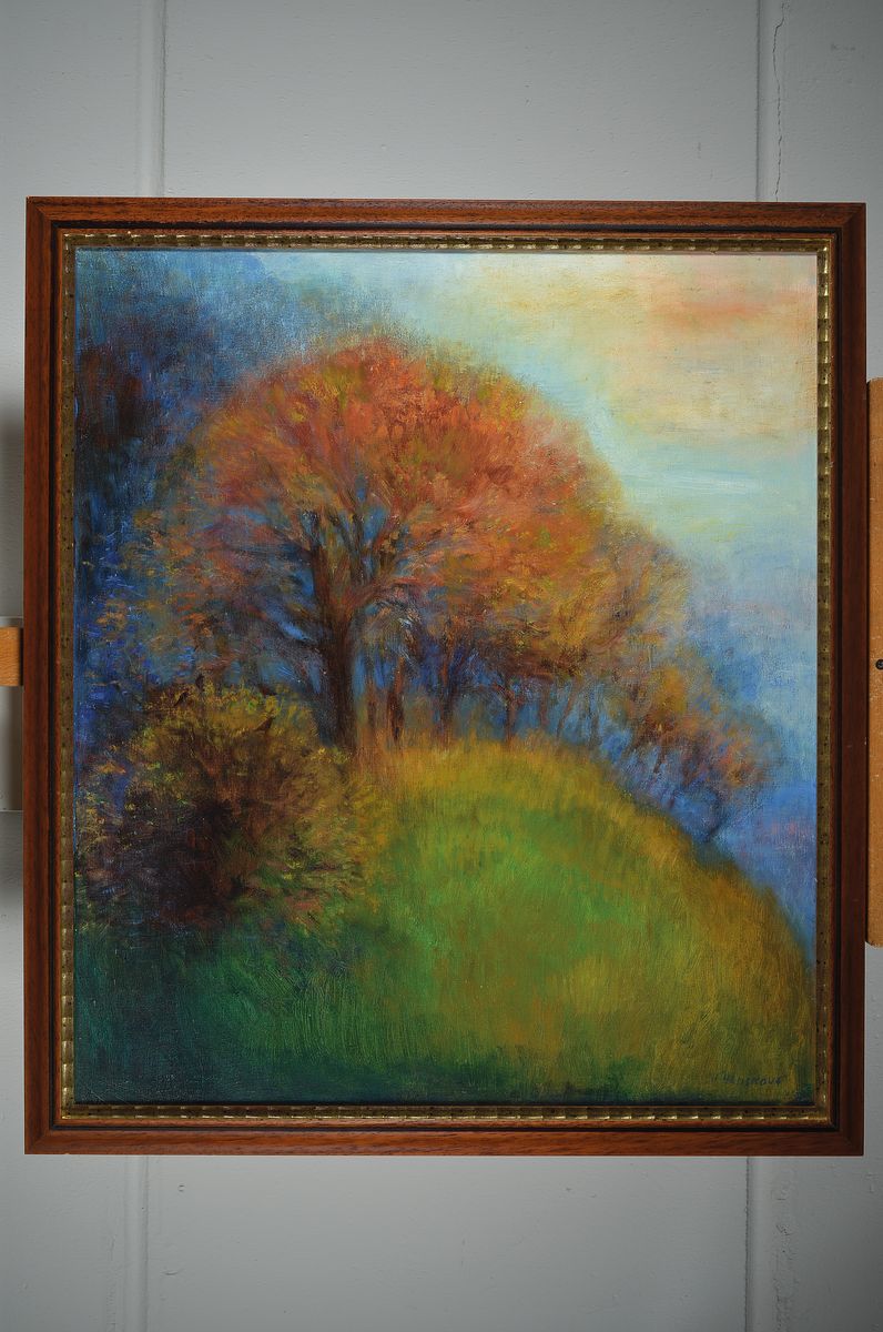 Detail k: Helena Hruskova, geb. 1955 Tschechien, Herbstliche Baumreihe am Wiesenrand, Öl/Lwd, rechts unten signiert, ca. 75x65cm, R.