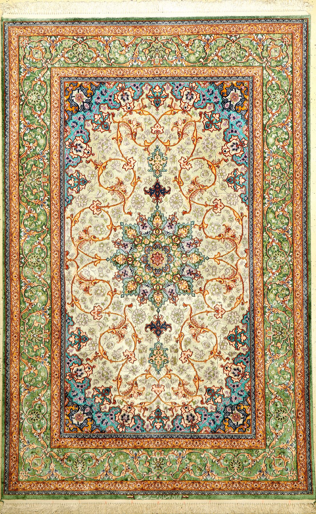 Seiden Esfahan "Abdolreza Nasr" fein (Signiert) "90% Seidenanteil", Persien, ca. 15 Jahre alt, reine Naturseide mit ...