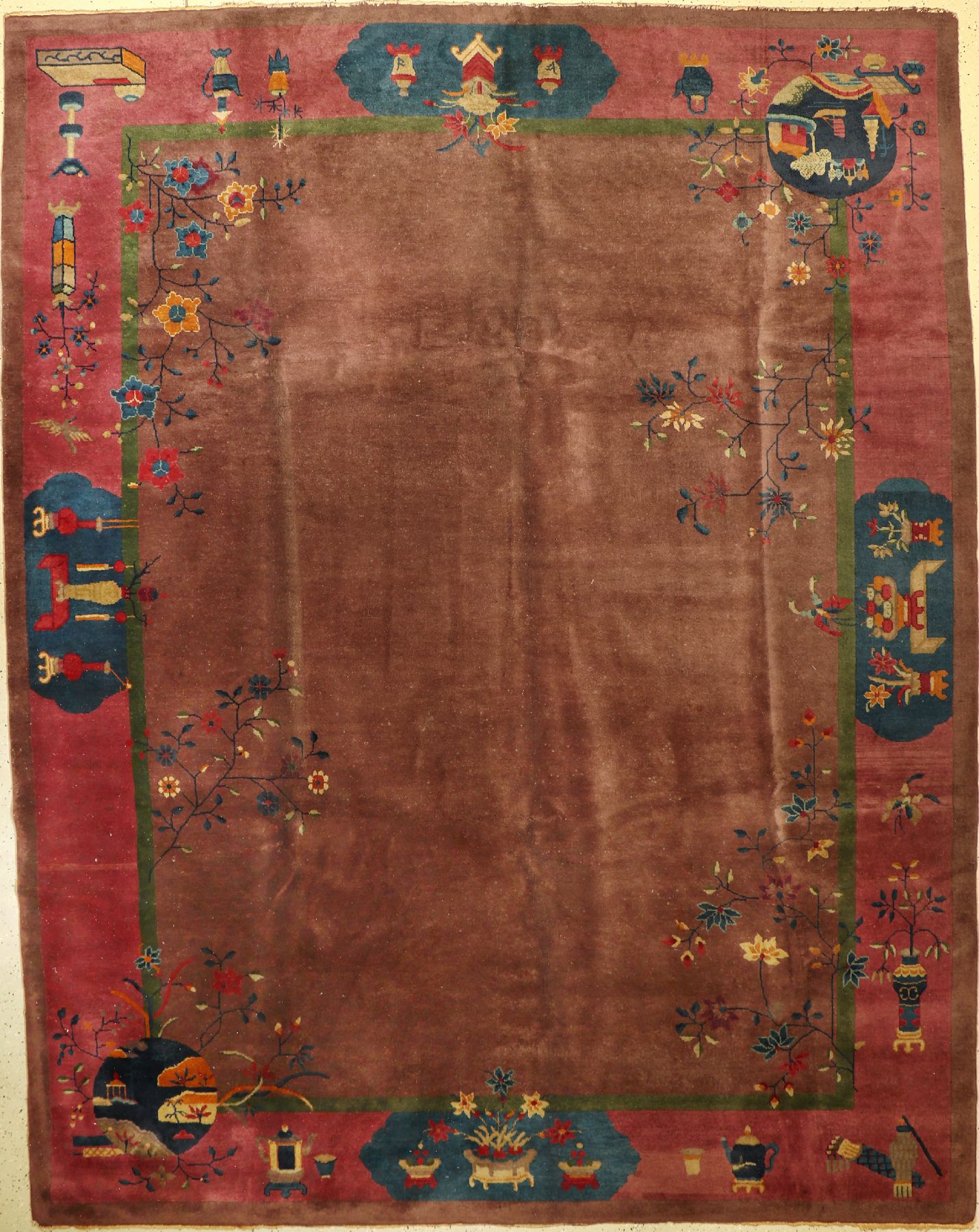 Peking alt, China, um 1900, Korkwolle, ca. 355 x 280 cm, EHZ: 2-3, dekorativ
