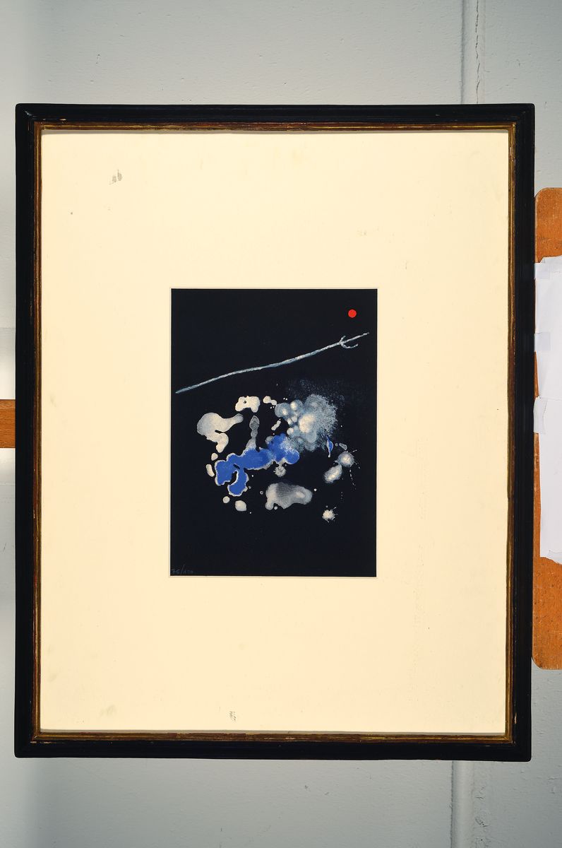 Detail k: Joan Miro, 1893-1983, Lithografie aus dem Album 19 Barcelona Sala Gaspar, verso handsign., num. 76/100, unter Glas gerahmt PP-Ausschnitt 30x22 cm, ...