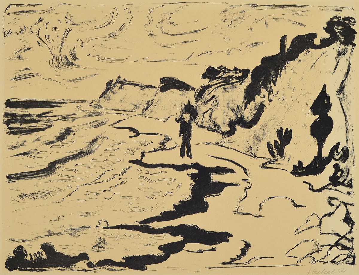 Erich Heckel, 1883-1970, Lithografie auf Bütten, sign., dat. 54, gesamt ca. 37,5x53 cm