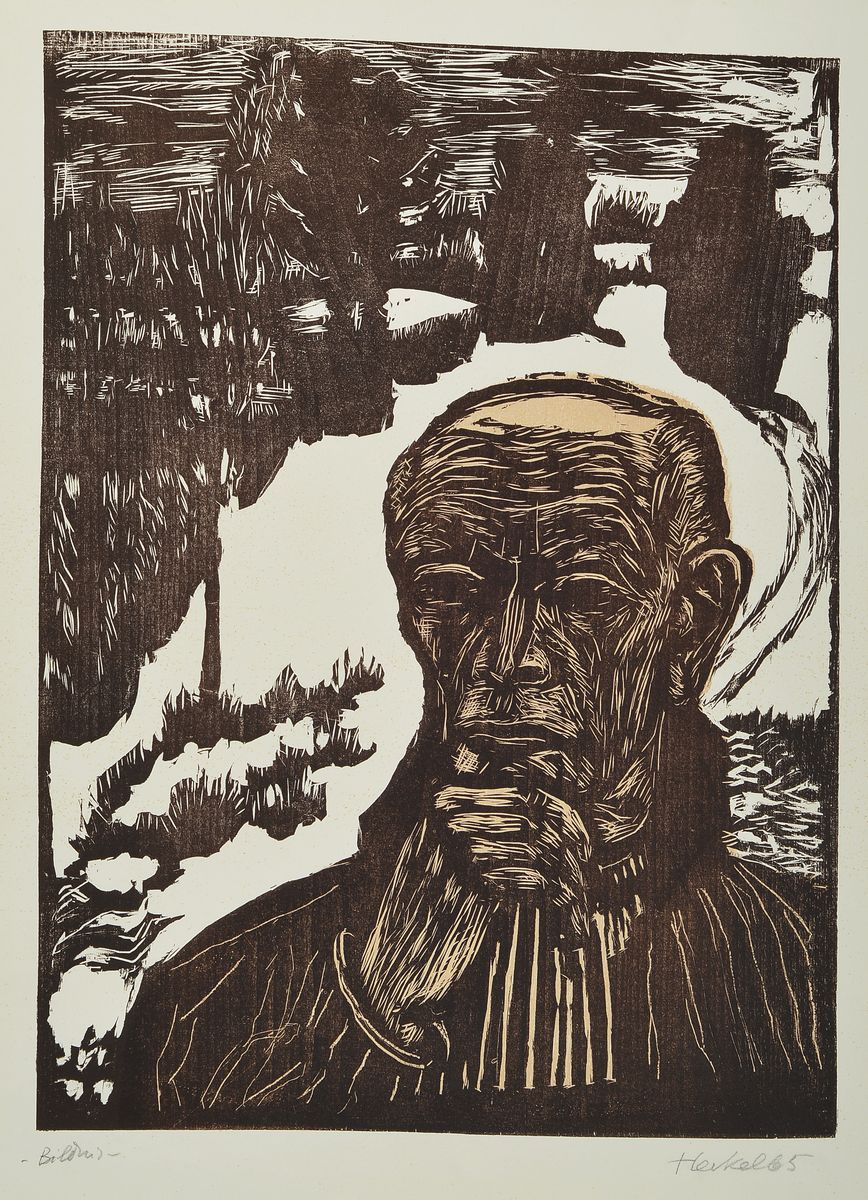Erich Heckel, 1883-1970, Farbholzschnitt, sign., dat. 65, gesamt ca. 66x50 cm