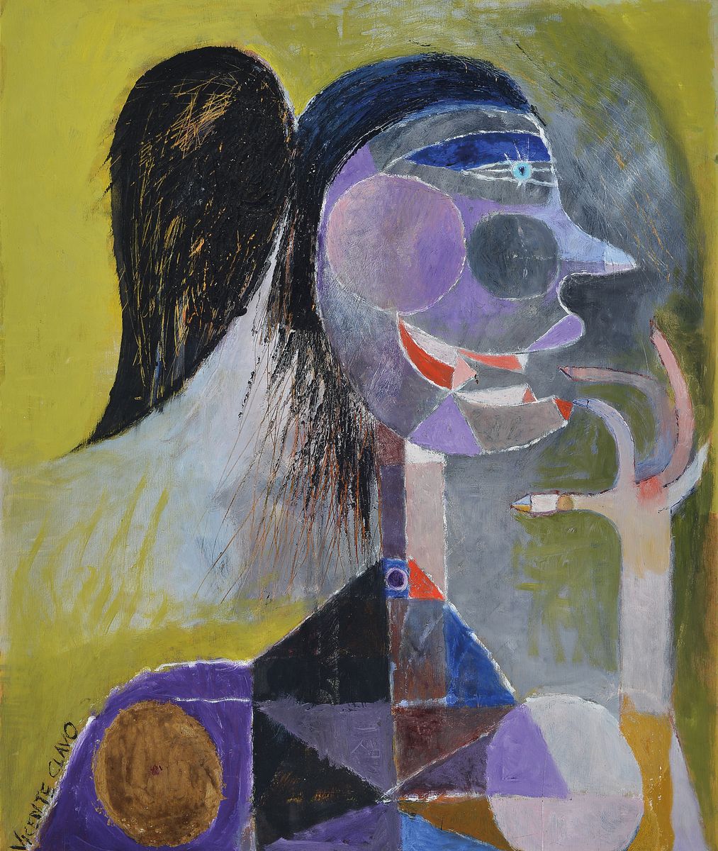 Vincente Clavo, 1923 Madrid - 1994 Balearen, Las redes, Acryl auf Papier,li. u. signiertArcyl auf Holz, Mujer, 1980, Papier, 72 x 60 cm, Rahmen 73 x ...