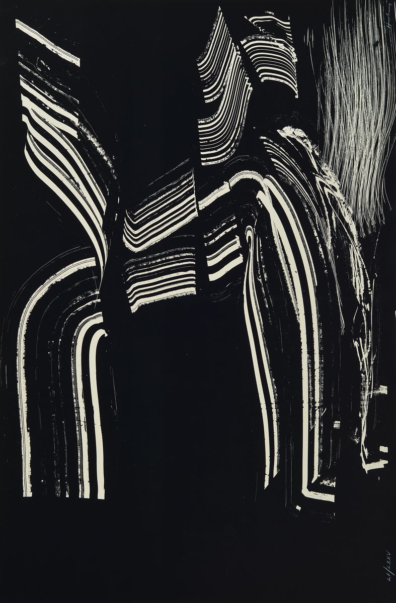 Hans Hartung, 1904-1989, Serigrafie, handsign., num. LI/LXXV, mittig Buchfalz, Blatt ca. 49x74 cm