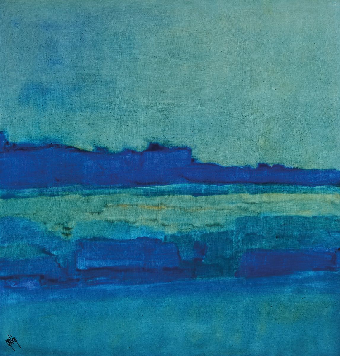 Gaston Galé, zeitgenössischer belgischer Künstler,Komposition in Blau, Öl/Malkarton, sign., ca. 85x82cm, R.