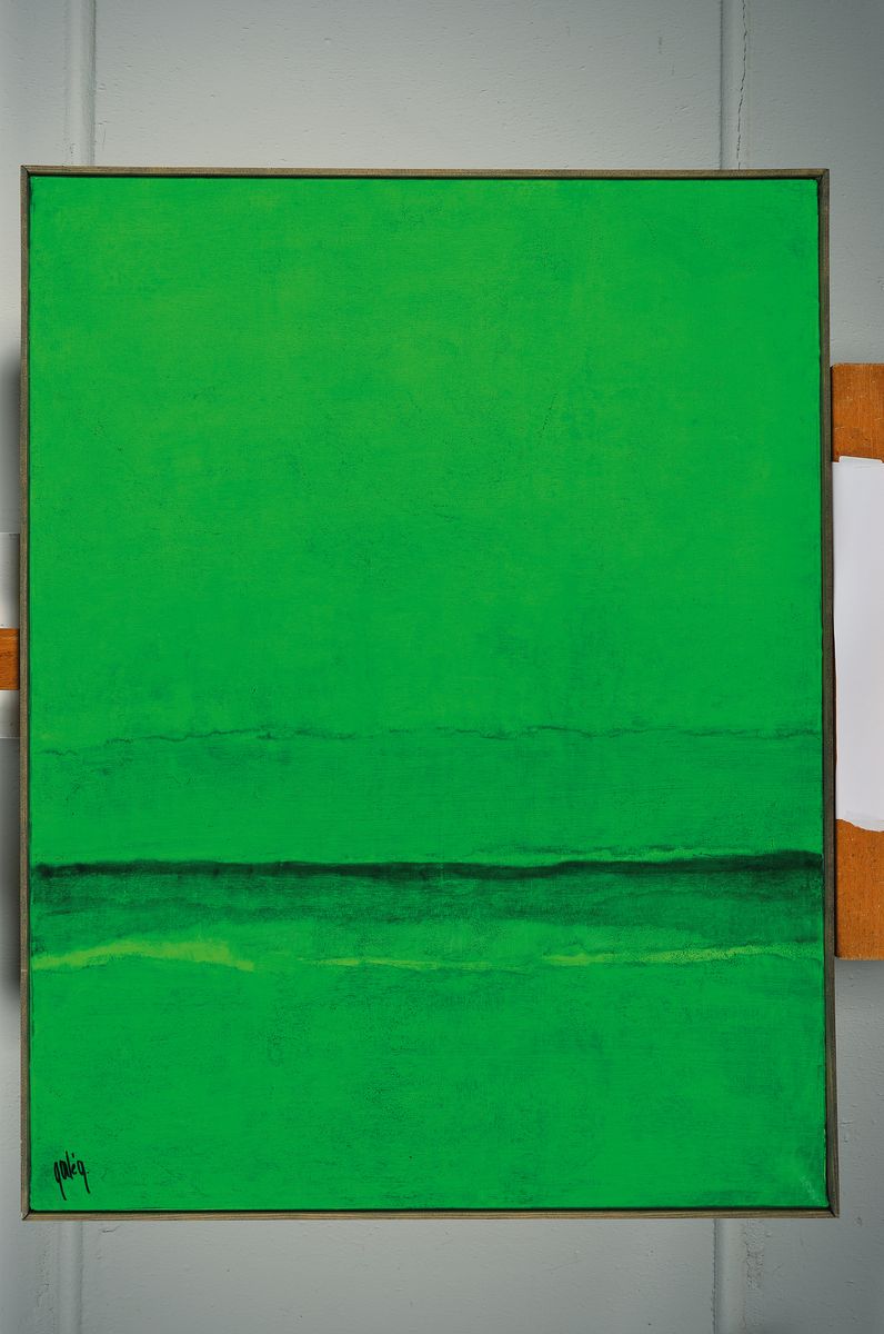 Detail k: Gaston Gale, Abstrakte Komposition in Grün, sign., Leisten, ca. 67x87 cm,