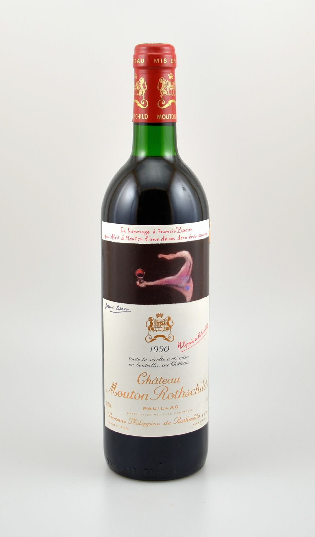 1 Flasche 1990 Chateau Mouton Rothschild, Pauillac, ca. 75 cl, 12,5 % Vol., Füllstand: top shoulder, hervorragender Erhaltungszustand, im orig. ...