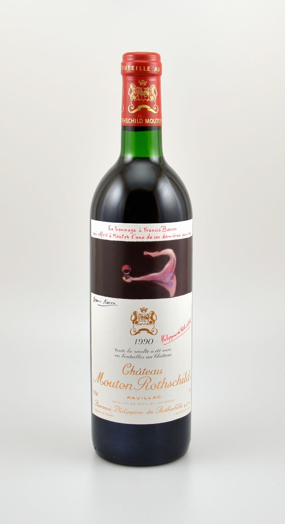 1 Flasche 1990 Chateau Mouton Rothschild, Pauillac, ca. 75 cl, 12,5 % Vol., Füllstand: top shoulder, hervorragender Erhaltungszustand, im orig. ...