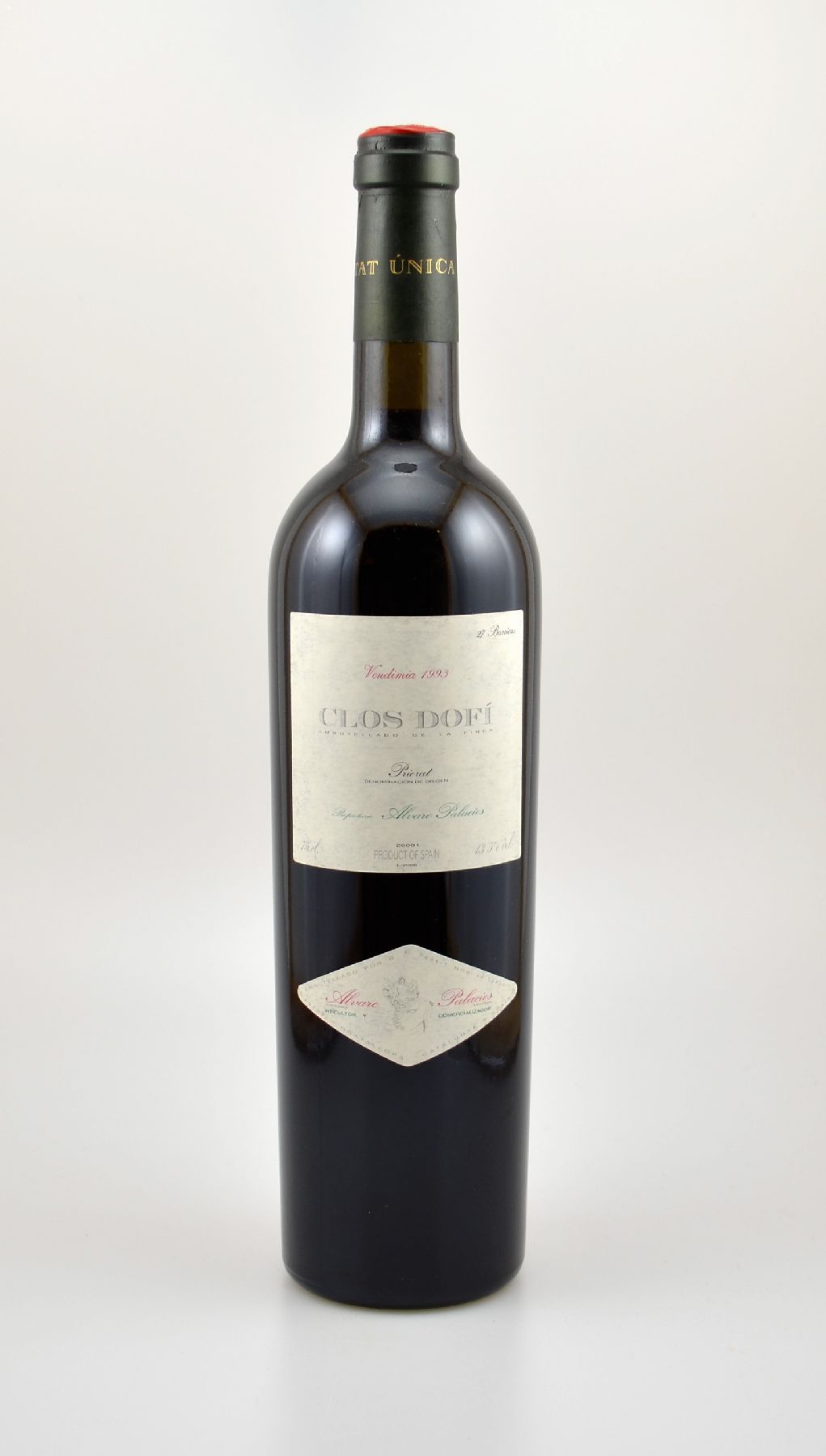 6 Flaschen 1993 Clos Dofi Priorat, je ca. 75 cl, 12,5 % Vol., Füllstände: je into neck, gute Erhaltungszustände, unverkostet, in OHK, Provenienz: ...