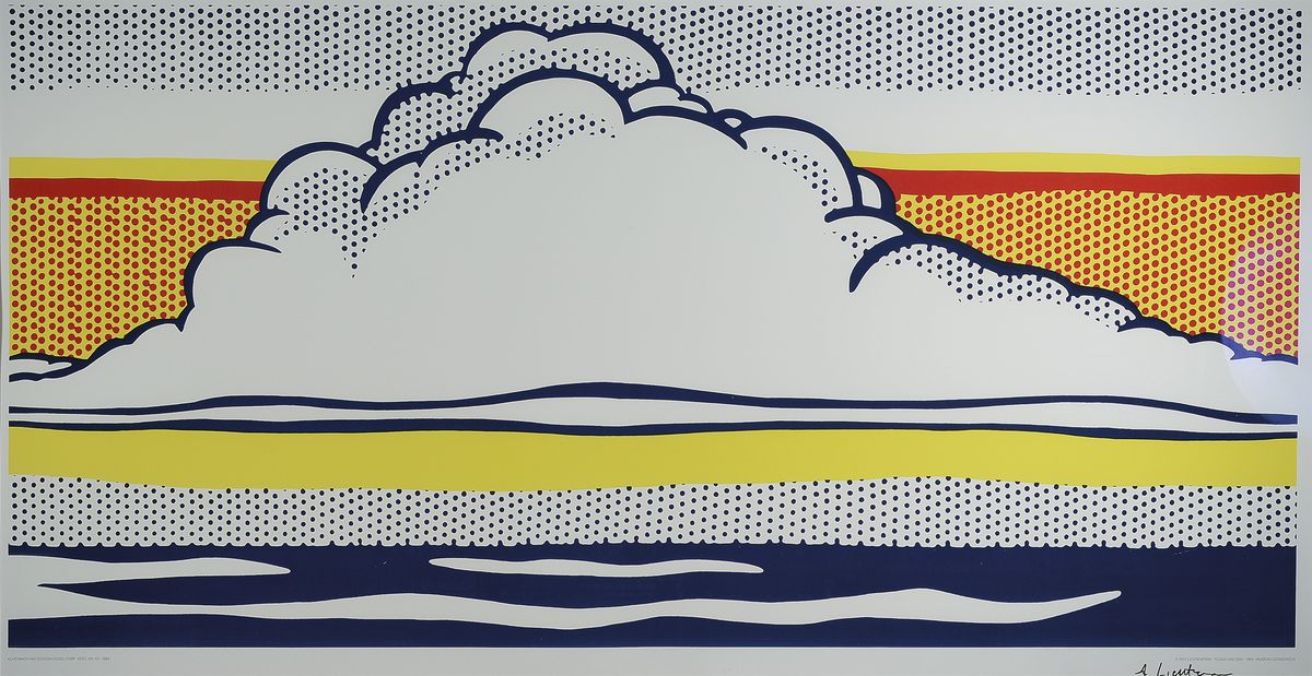 Roy Lichtenstein, 1923 - 1997, Gefälligkeitssignatur, Farbsiebdruck auf Karton, Cloud and Sea, 1989, Hrsg. Museum Ludwig Köln, Blattgröße 70 x ...