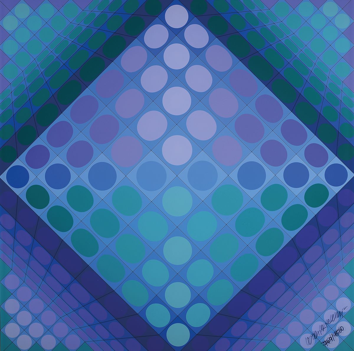 Victor, Vasarely, 1906 - 1997, Schachbrett, Farbserigraphie auf Acrylplatte, num. 749/1500, handsigniert, ca. 70 x 70 cm
