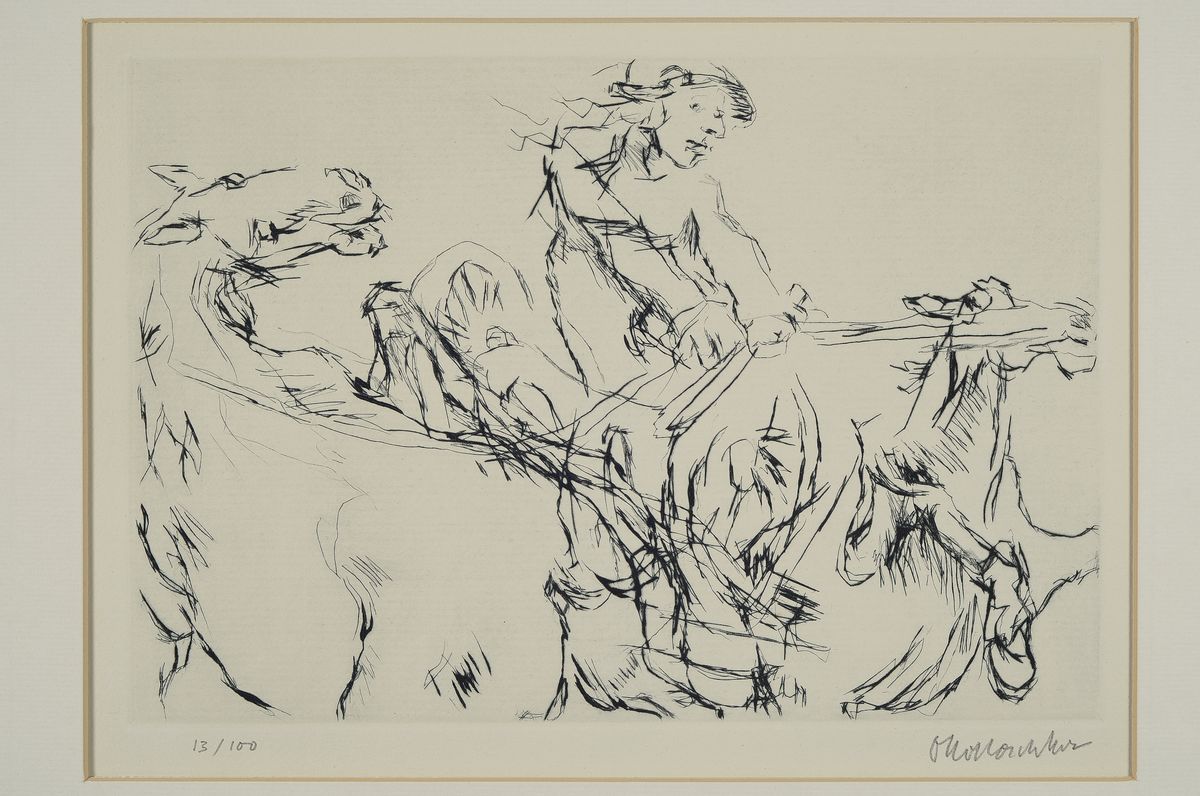 Detail k: Oskar Kokoschka, 1886 - 1980, Kaltnadelradierung auf handgeschöpftem Auvergne-Bütten, mit Trockenstempel "Edition de Beauclair/Frankfurt am ...