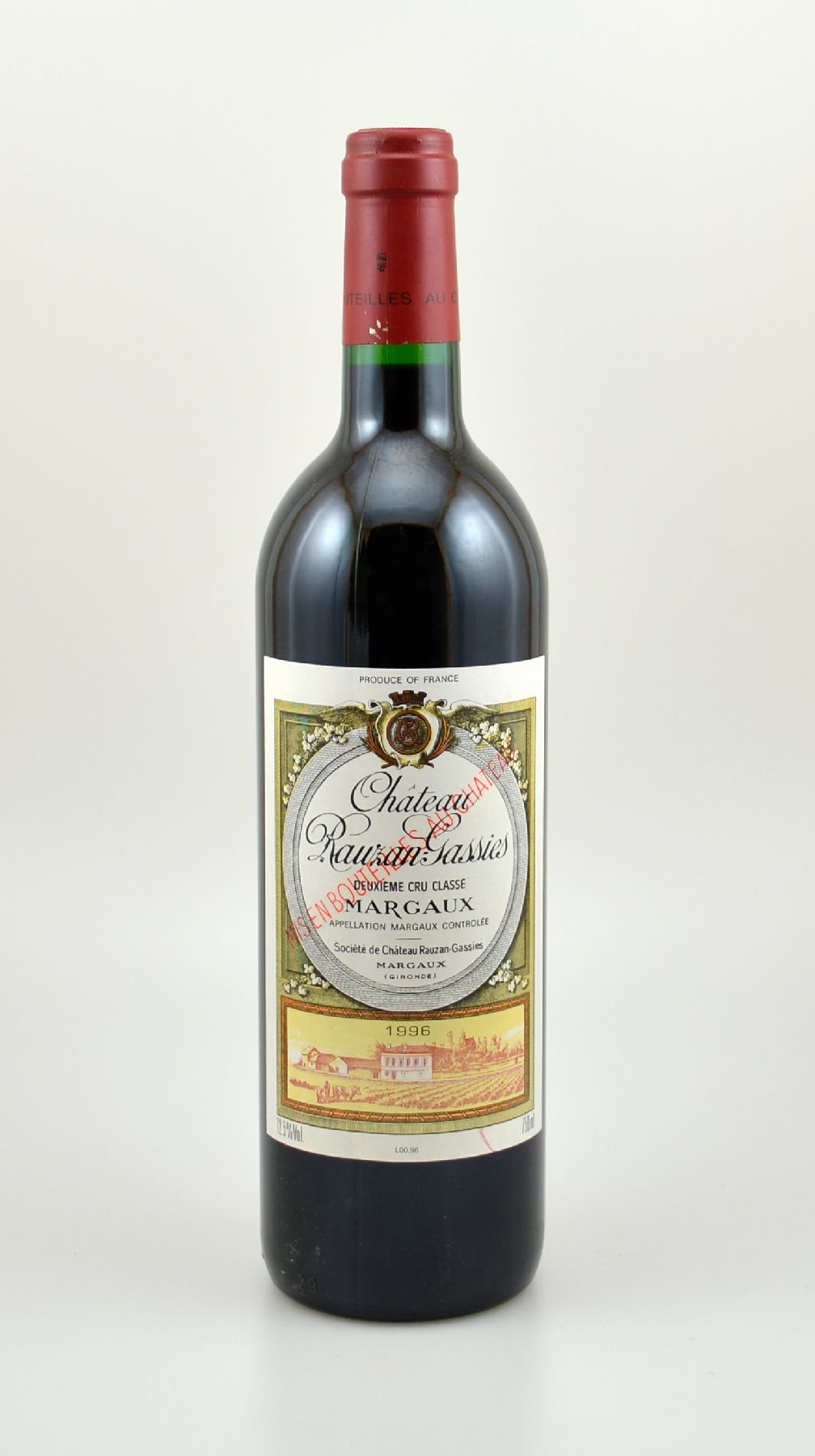 5 Flaschen 1996 Chateau Rauzan-Gassies, Margaux, je ca. 75 cl, 12,5 % Vol., Füllstände: je into neck, sehr gute Erhaltungszustände, unverkostet, ...