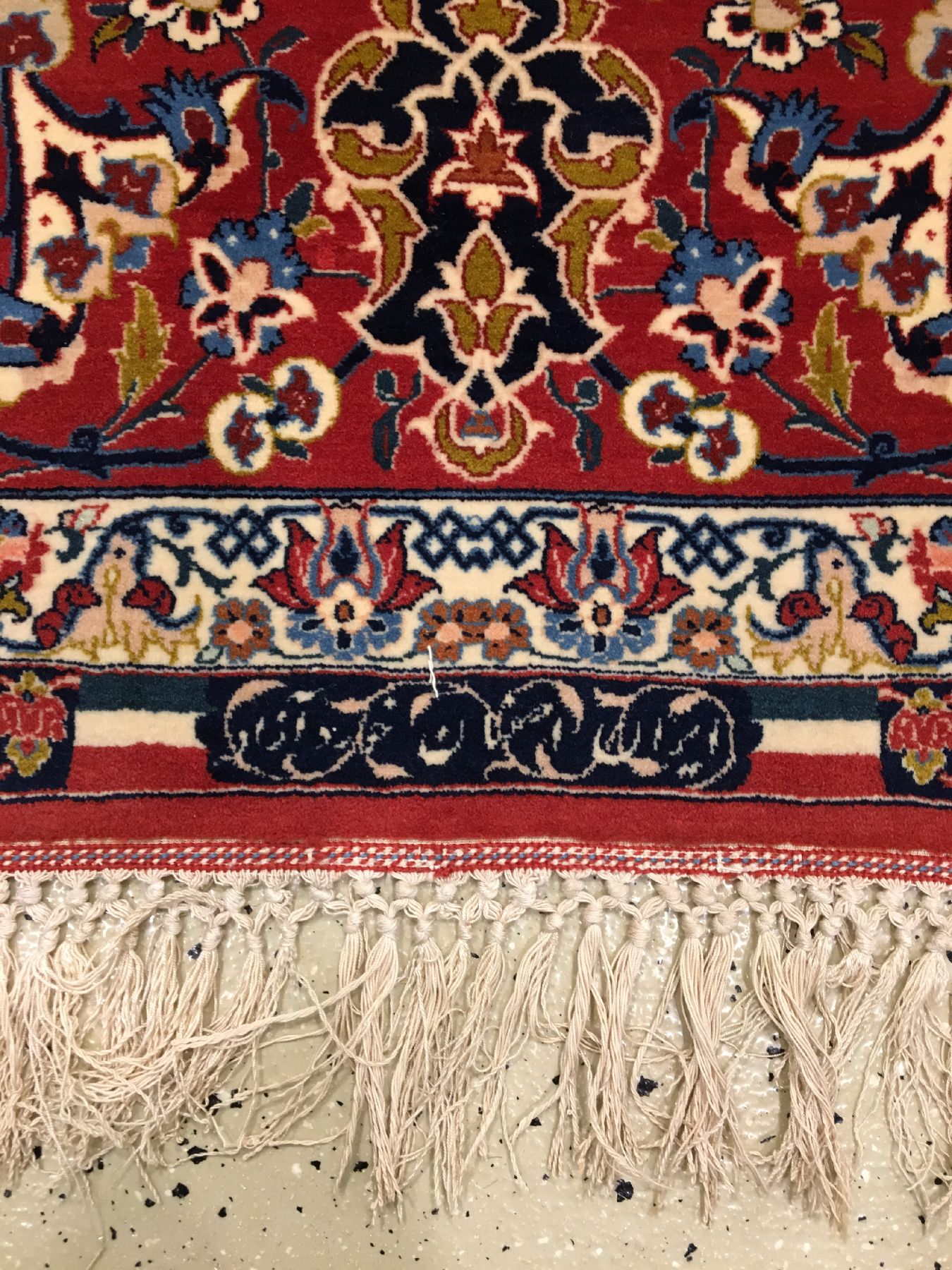 Detail f: Großer feiner Esfahan "Khodazad" alt (Signiert), Zentralpersien, um 1960, Korkwolle geknüpft auf Seidenkette. Hochfeiner himmelblauer ...