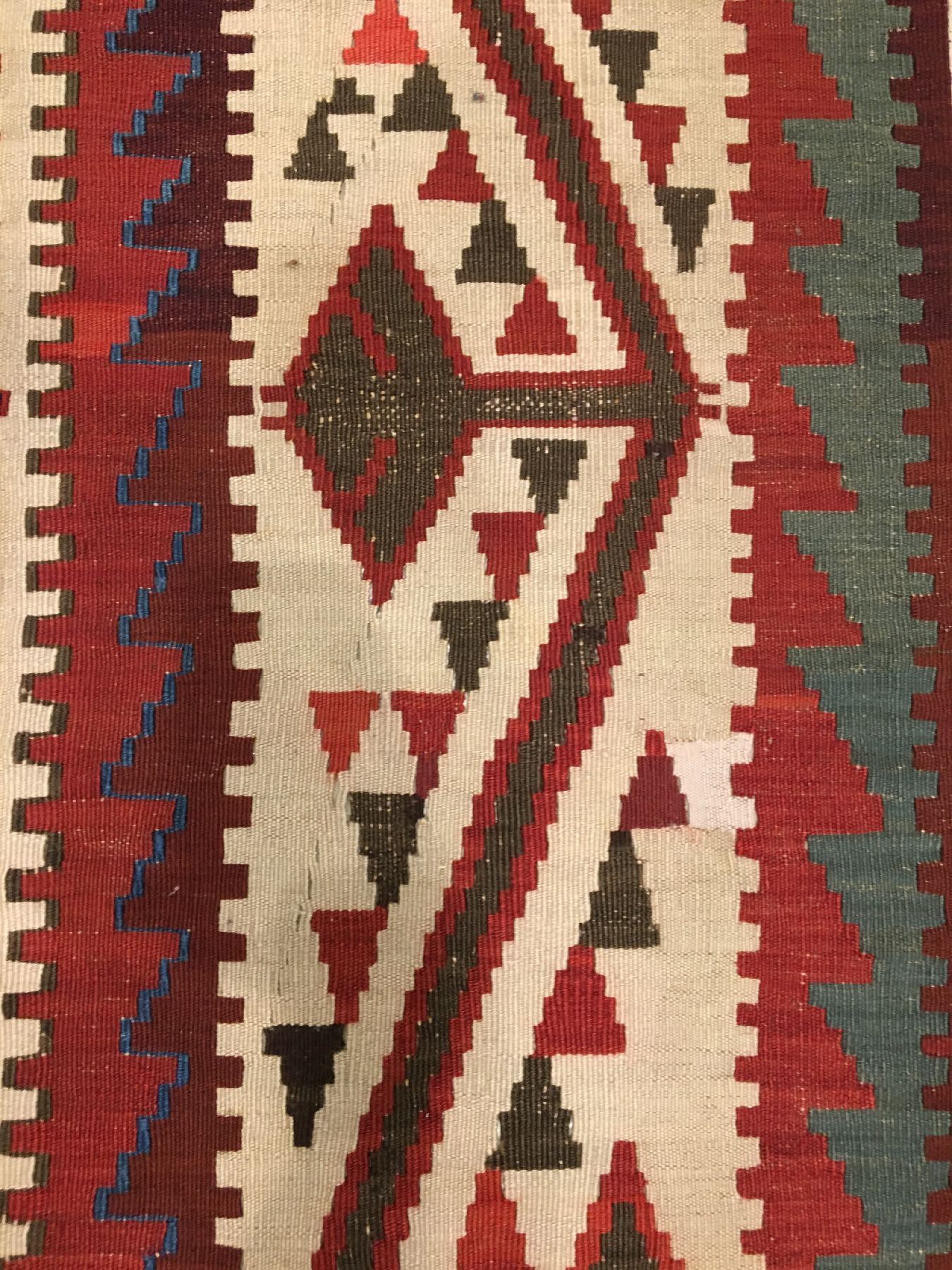 Detail g: Großer Kuba "Kelim" antik, Ostkaukasus, Ende 19.Jhd., Wolle gewebt auf Wolle. Dekorativer Kelim aus der Kuba-Region im selten großen ...