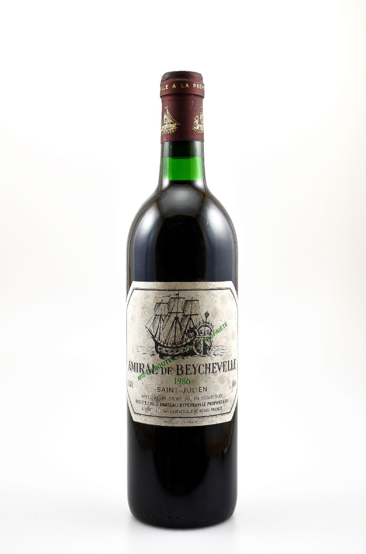 4 Flaschen 1986 Amiral de Beychevelle, Saint-Julien, je ca. 75 cl, 13 % Vol., Füllstände: je ca. top shoulder, Etiketten min. beschmutzt bzw. ...