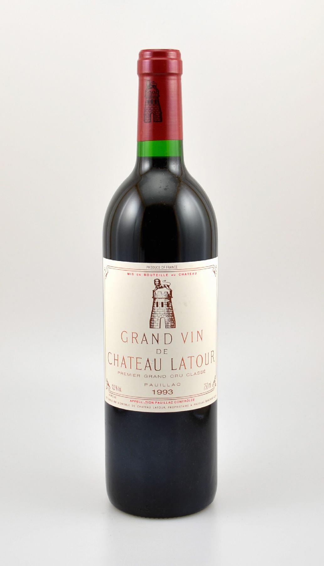 1 Flasche 1993 Chateau Latour, Pauillac, Premier Grand Cru Classe, ca. 75 cl, 12,5 % Vol., Füllstand: ca. into neck, hervorragender ...