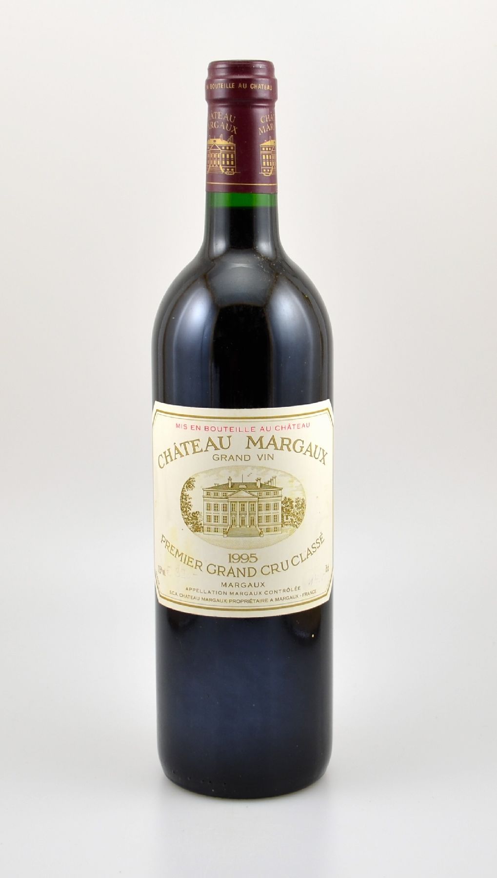 1 Flasche 1995 Chateau Margaux, Margaux, Premier Grand Cru Classe, je ca. 75 cl, 12,5 % Vol., Füllstand: ca. into neck, guter Erhaltungszustand, ...