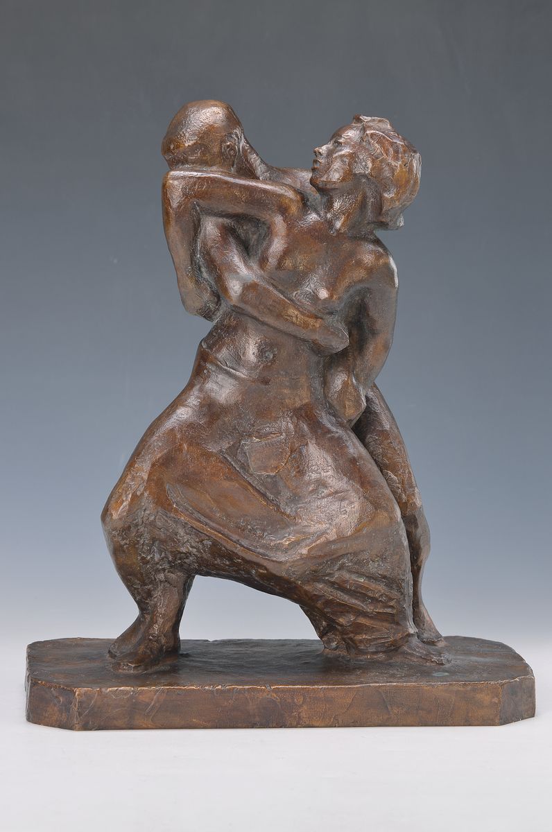 Georg Kolbe, 1877-1947, Titel: Mann und Weib, miteinander ringend, Bronze, Monogr. "GK", Giesserstempel H. Noack Berlin, inkl. Expertise ...