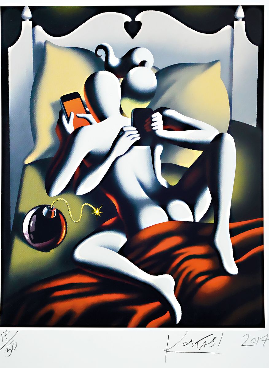 Detail a: Mark Kostabi, geb. 1960, Konvolut aus zwei Farbsiebdrucken, beide dat. 2017, num. 20/50 u. 17/50, je sign., je ca. 61x50 cm