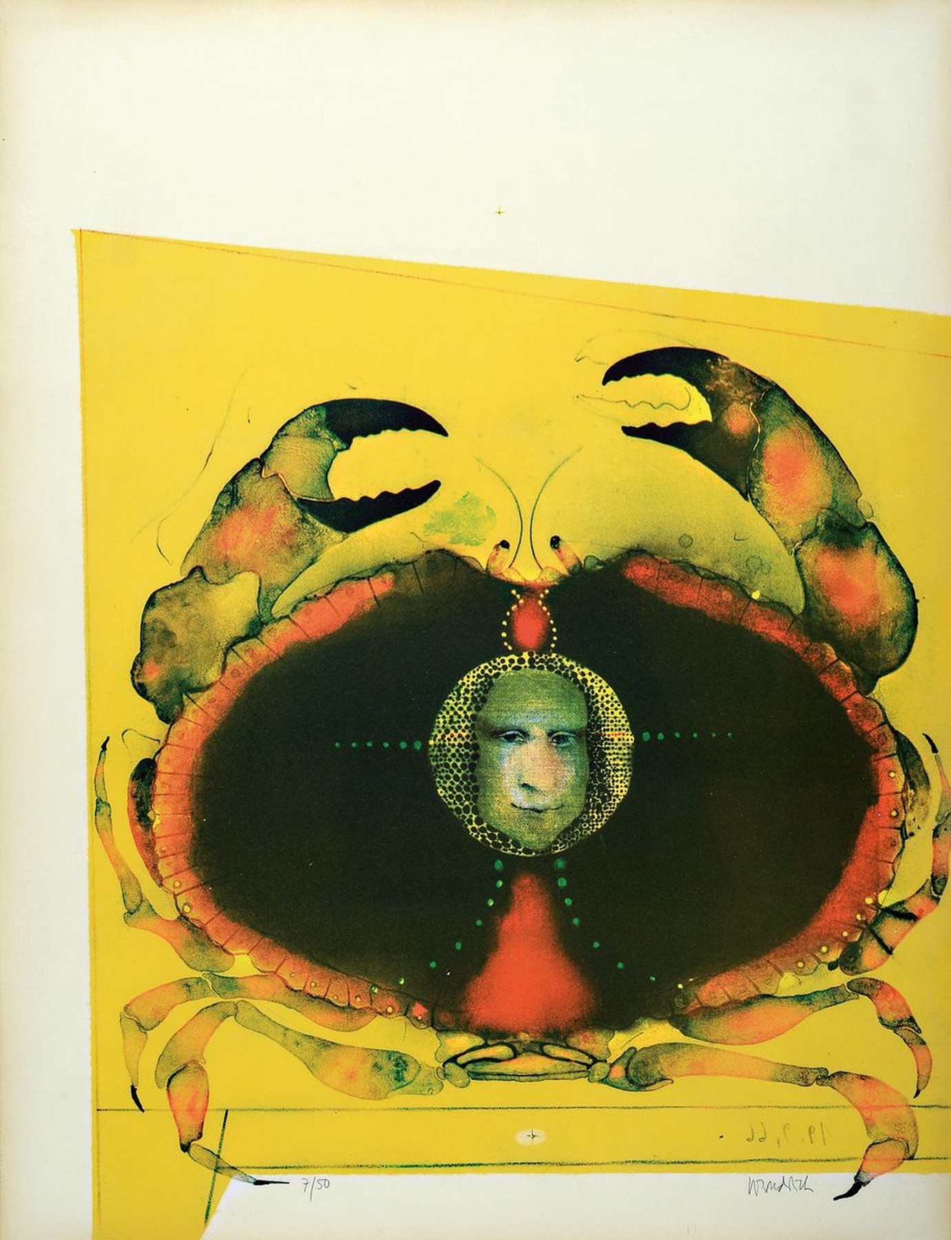 Paul Wunderlich, 1927-2010, Farblithografie,handsign., num. 7/50, Blatt ca. 65x50 cm, unter Glas gerahmt, Gelbliche Blattränder