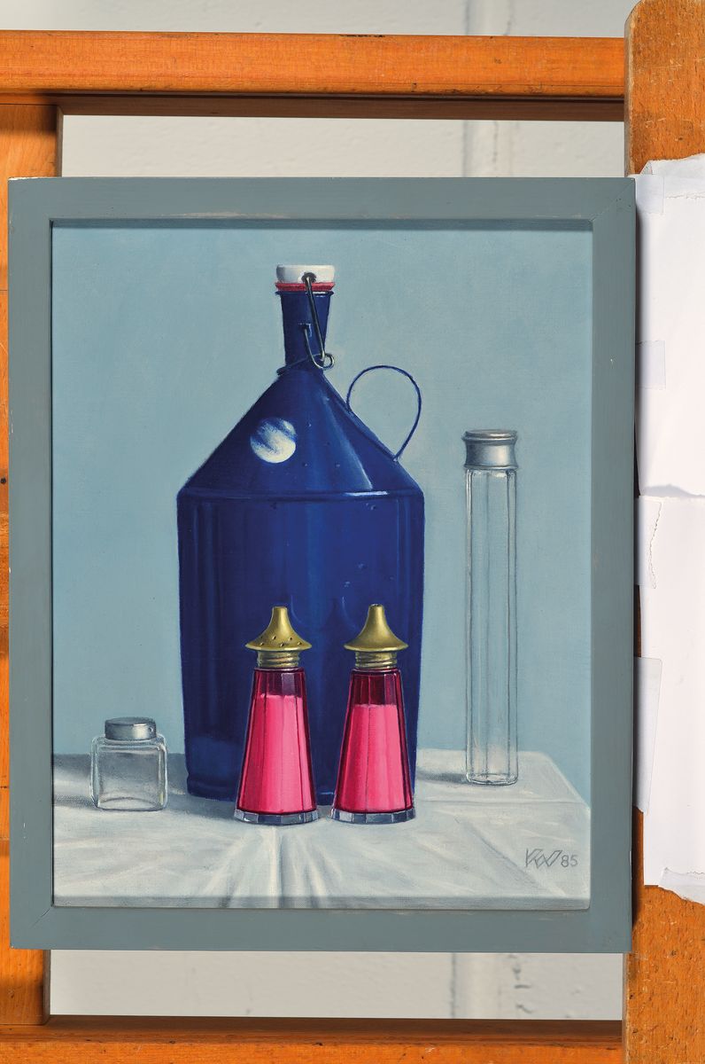 Detail k: Klaas Wiedijk, geb. 1953, Öl/Lwd, Küchenstillleben, rechts unten signiert und datiert (19)85, ca. 30x24 cm, R.