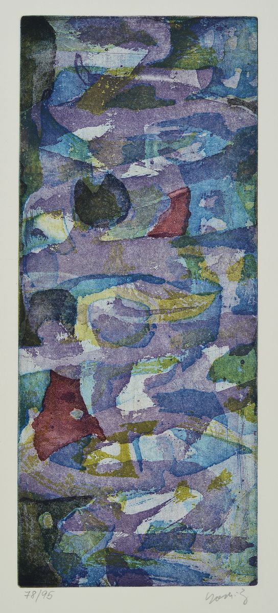 Yoshi Takahashi, 1943-1998, Farblithographie, "kleine Musik für Violett", signiert und nummeriert 78/95, ca. 56x38 cm