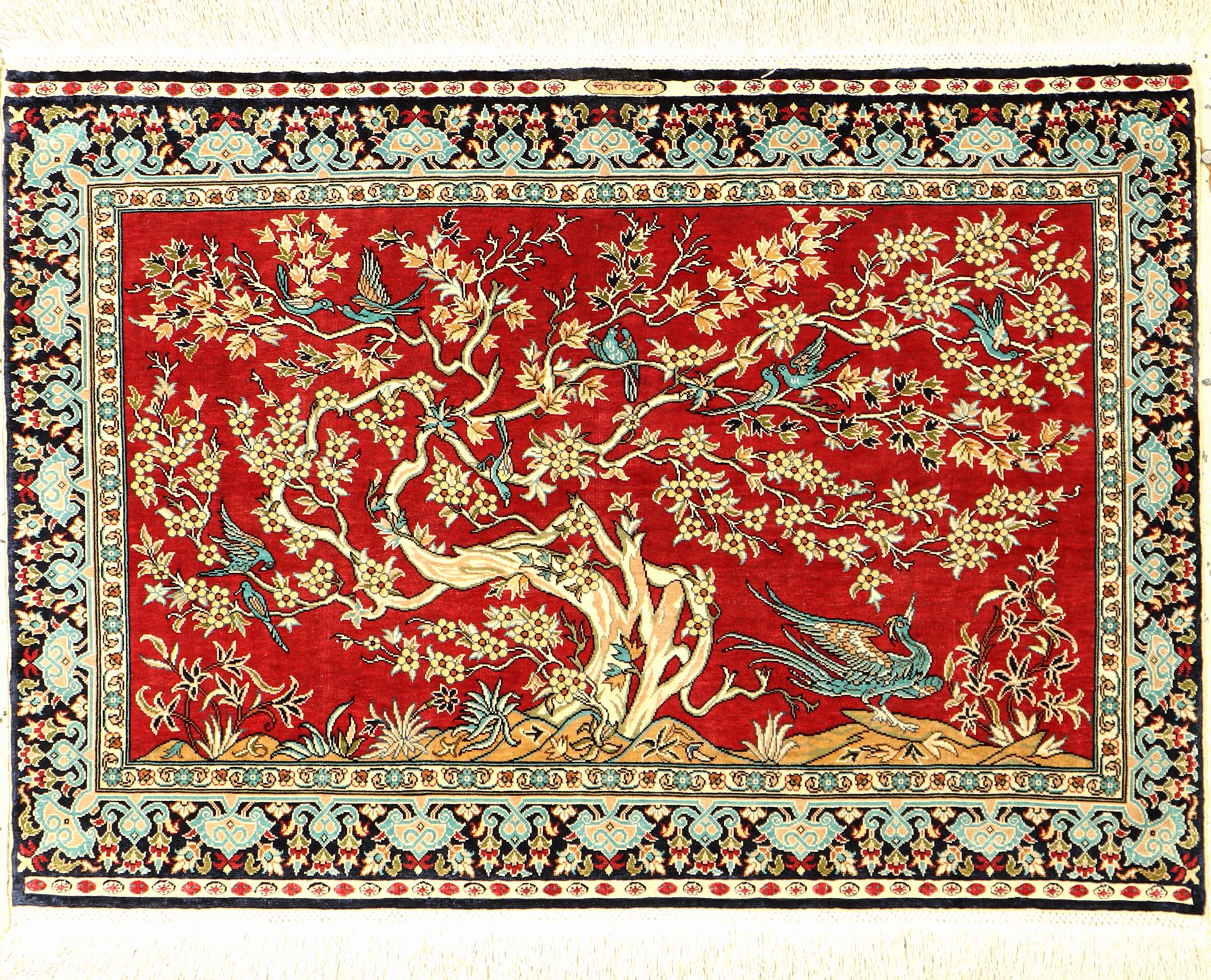 Hereke fein Signiert (Cinar), Türkei, ca. 30 Jahre, reine Naturseide, ca. 75 x 51 cm, EHZ: 2