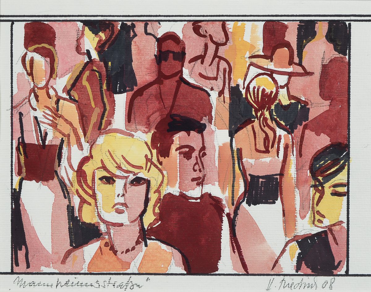 Heinz Friedrich, 1924-2018 Schwetzingen, Mannheimer Straße, Gouache über Bleistift auf Papier, betitelt, signiert und dat. 08, ca. 16x21cm, PP, ...