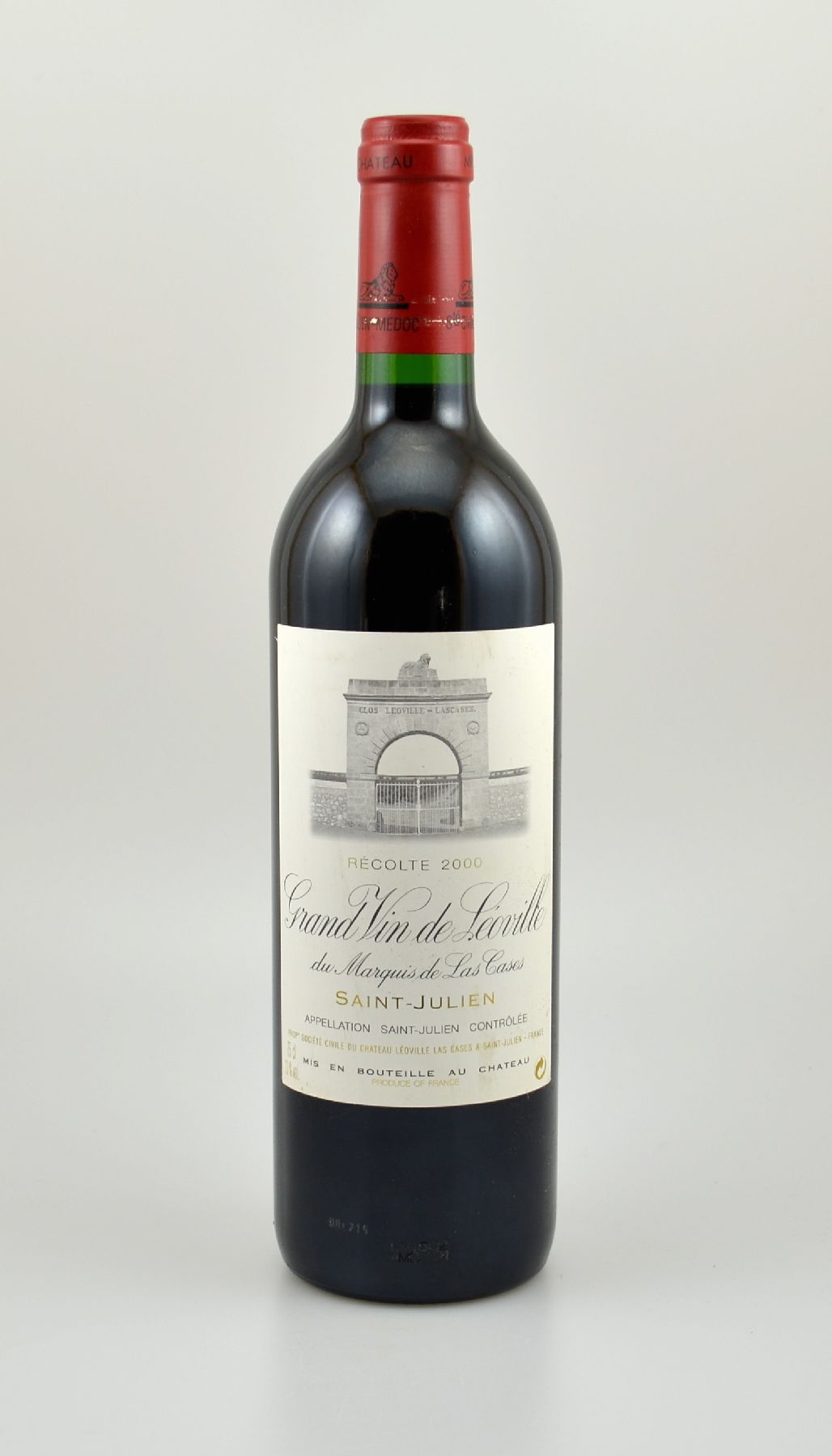1 Flasche 2000er Chateau Leoville-Las Cases, ca. 75 cl, 13 % Vol., Füllstand: ca. into neck, hervorragender Erhaltungszustand, unverkostet, 97 ...