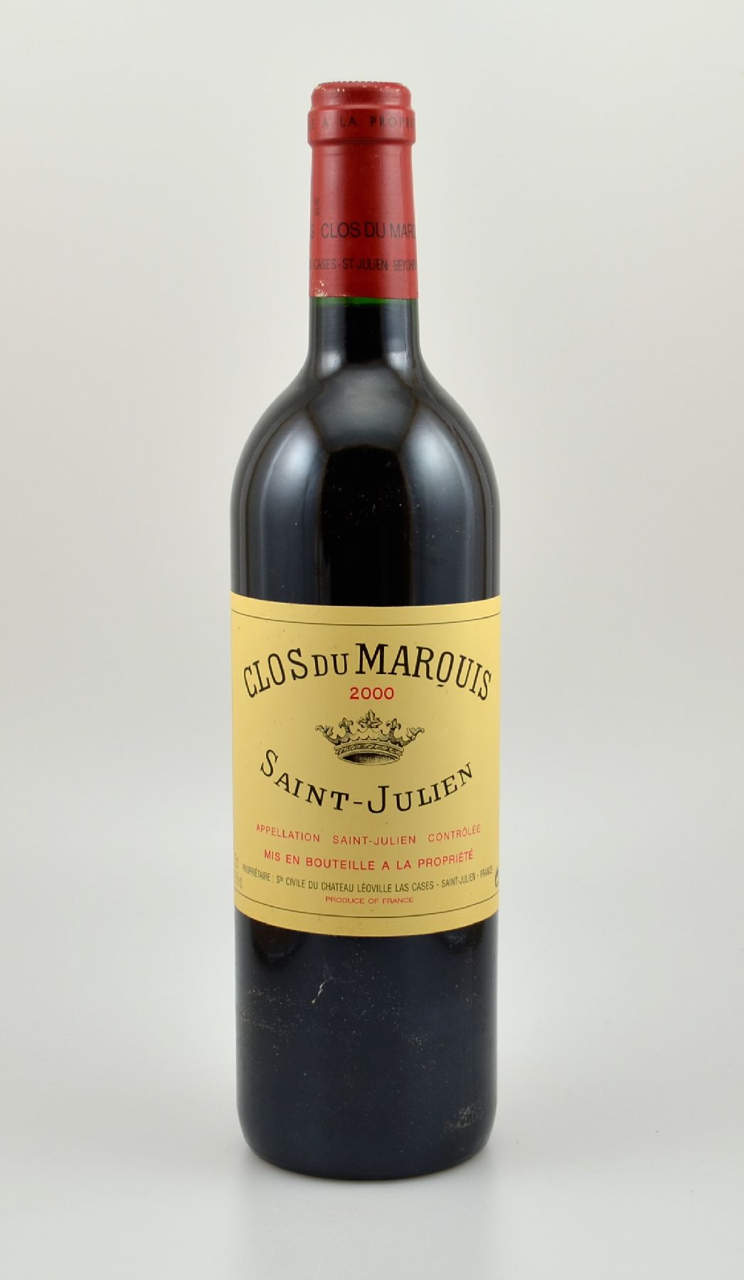3 Flaschen 2000er Clos du Marquis, Saint-Julien, 2. Wein von Leoville-Las Cases, je ca. 75 cl, 13 % Vol., Füllstände: ca. into neck bis high fill, ...