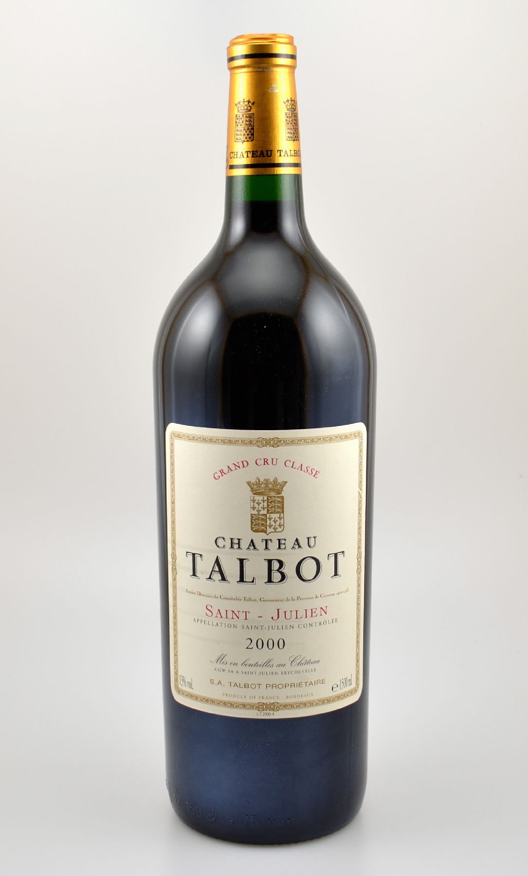 1 Magnumflasche 2000er Chateau Talbot, Saint-Julien, ca. 150 cl, 13 % Vol., Füllstand: into neck, hervorragender Erhaltungszustand, unverkostet, ...