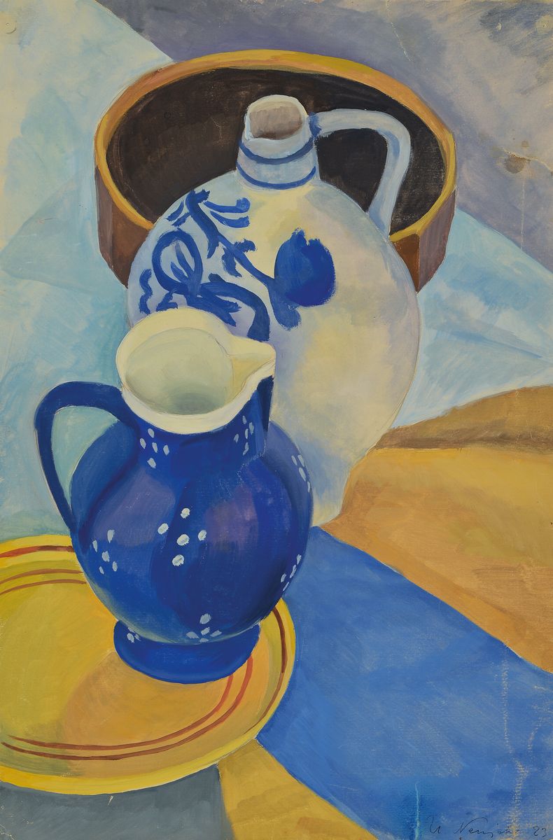 Ulrich Neujahr, 1898-1977, Vasen, Öl/Karton,rechts unten sign., dat. (19)23, ca. 47,5x 31,5 cm