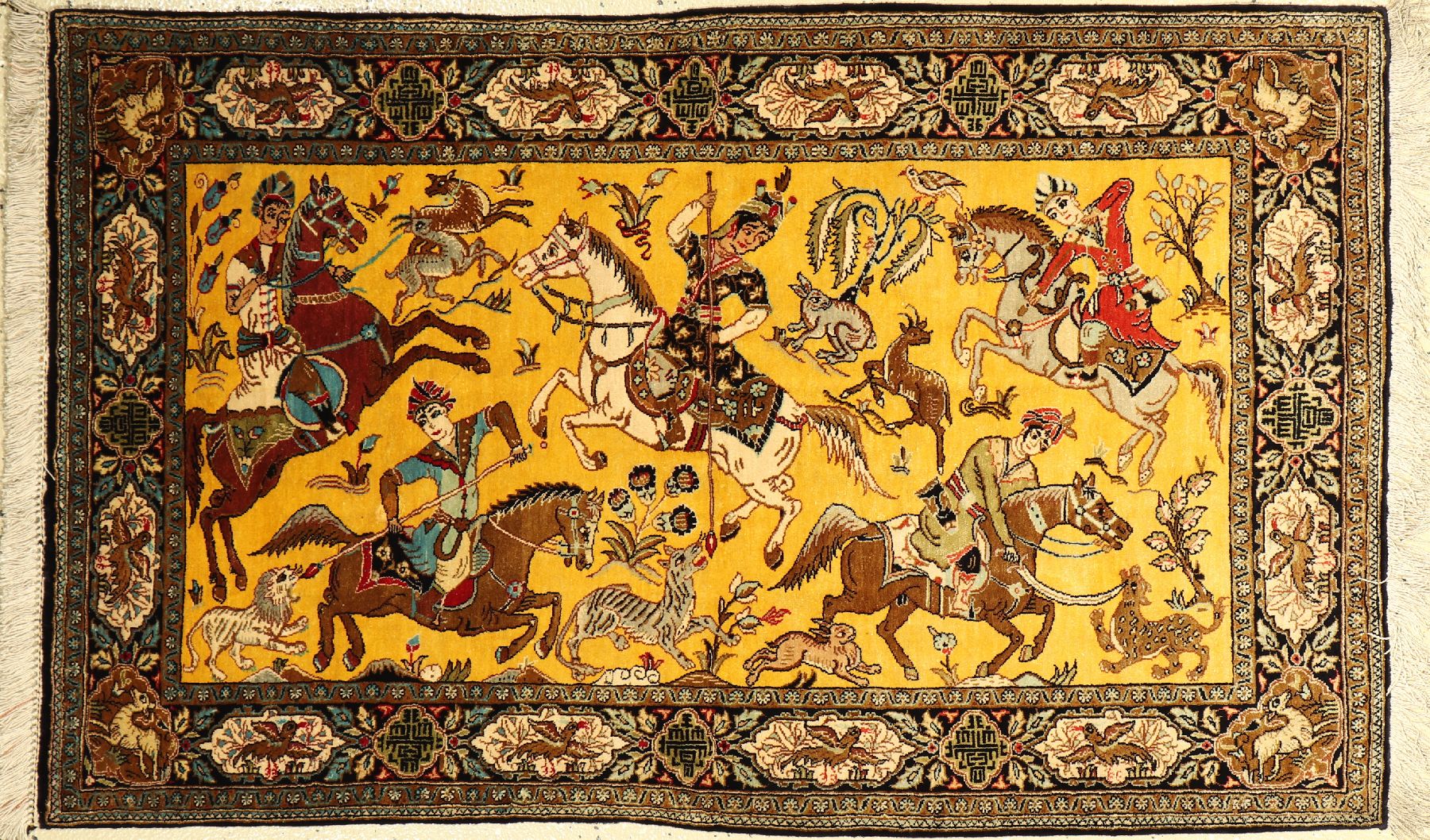 Ghom Seide, Persien, ca. 50 Jahre, reine Naturseide, ca. 131 x 81 cm, EHZ: 2