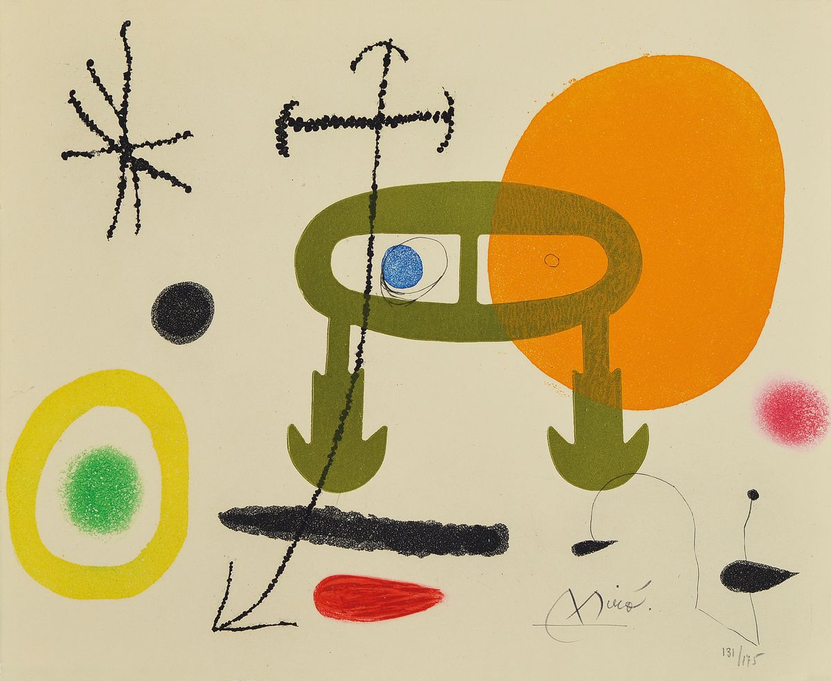 Joan Miro, 1893-1983, Je ne jamais appris a lire ou les incipit, Farblithographie von 1969, handsigniert und num. 131/175, ca. 22.5x28cm