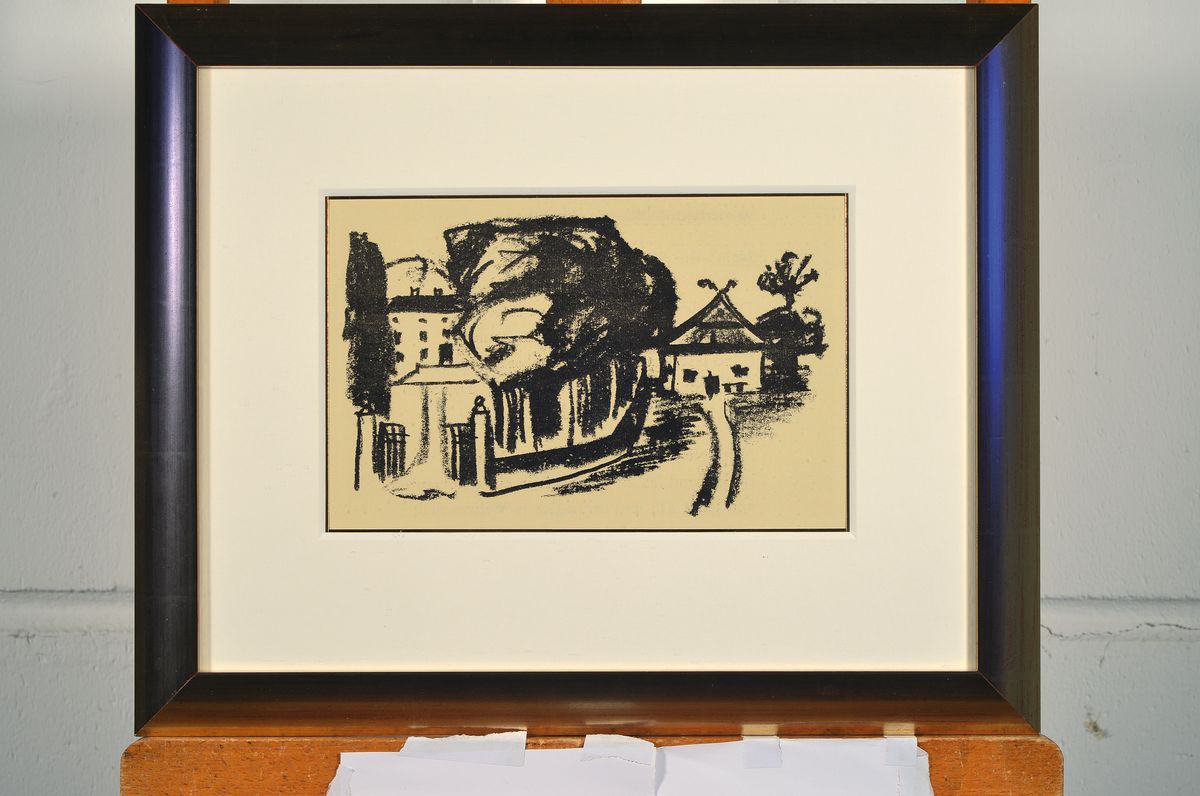 Detail k: Max Pechstein, 1881-1955, Gutshof im Park, Lithographie, ca. 16x26cm, Auflage 130 Ex. zu: Samländische Ode, 1917, WV Krüger L 240, PP, u.Gl., R. ...