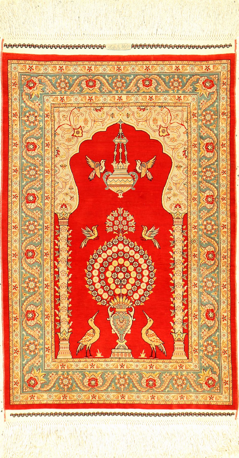 Sehr feiner Seiden Hereke "14x14 Knotung" alt (Signiert), Türkei, um 1970, reine Naturseide. Hochfeiner Seiden Hereke mit ca. 2 Mil. ...