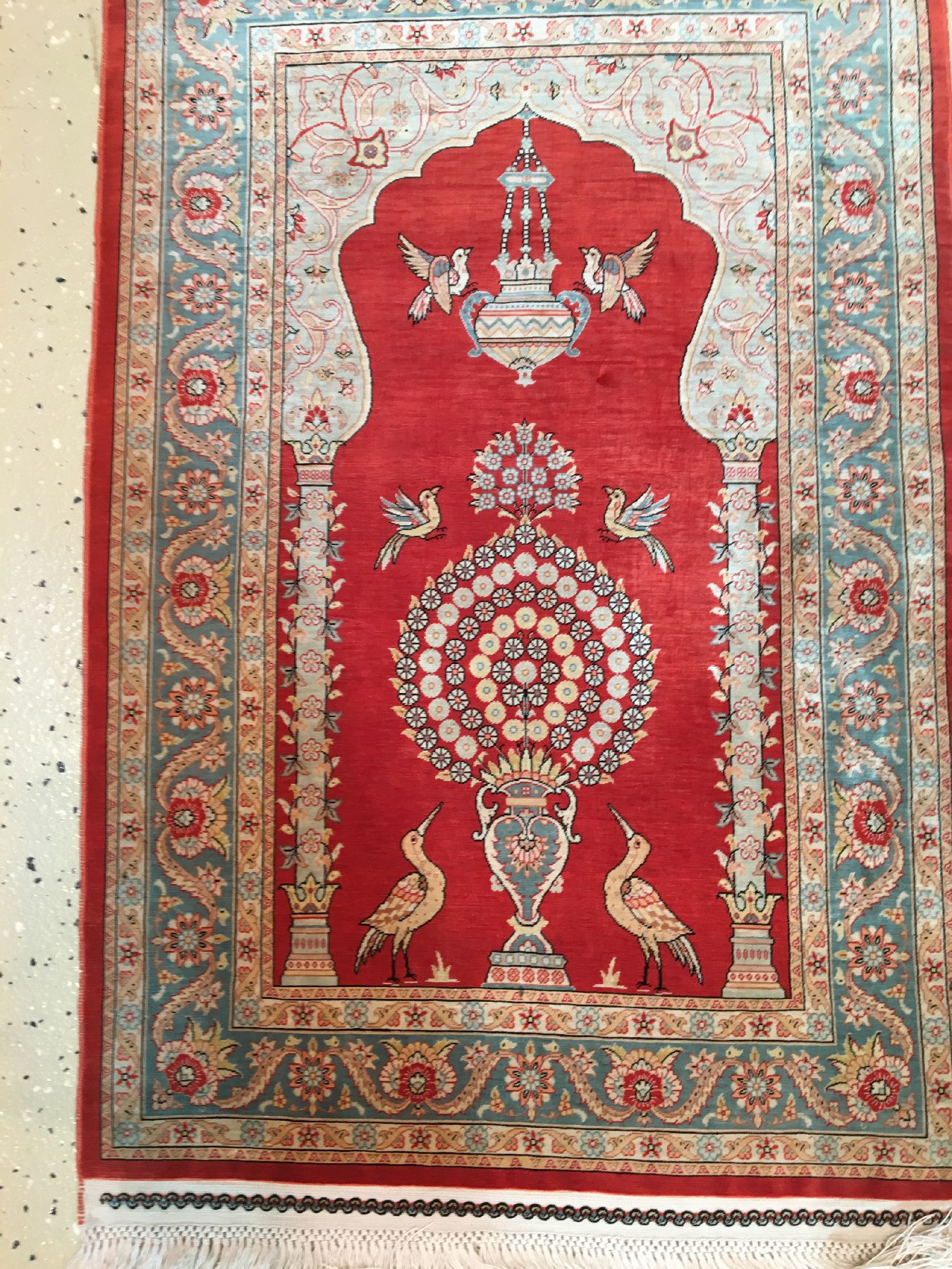 Detail a: Sehr feiner Seiden Hereke "14x14 Knotung" alt (Signiert), Türkei, um 1970, reine Naturseide. Hochfeiner Seiden Hereke mit ca. 2 Mil. ...