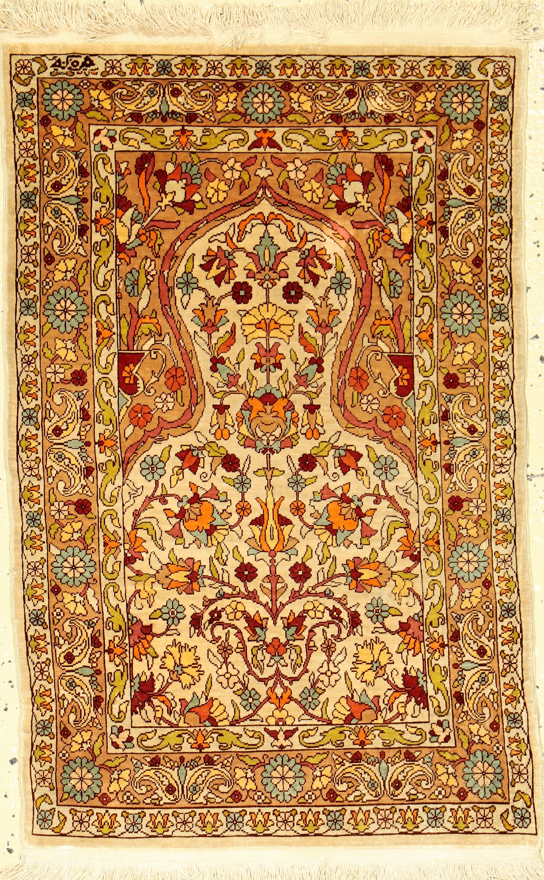 Hereke sign, Türkei, ca. 30 Jahre, reine Naturseide, ca. 65 x 41 cm, EHZ: 2