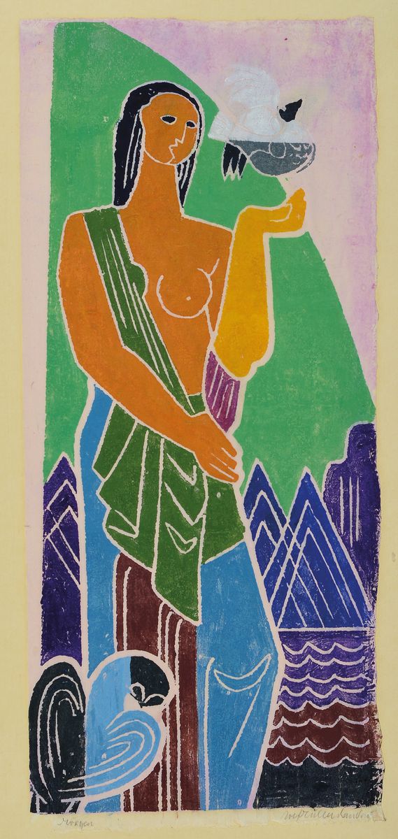 Rolf Müller-Landau, 1903-1956 Bad Bergzabern, 2 Monotypien zu Orpheus, beide handsigniert ,je ca. 68x37 cm