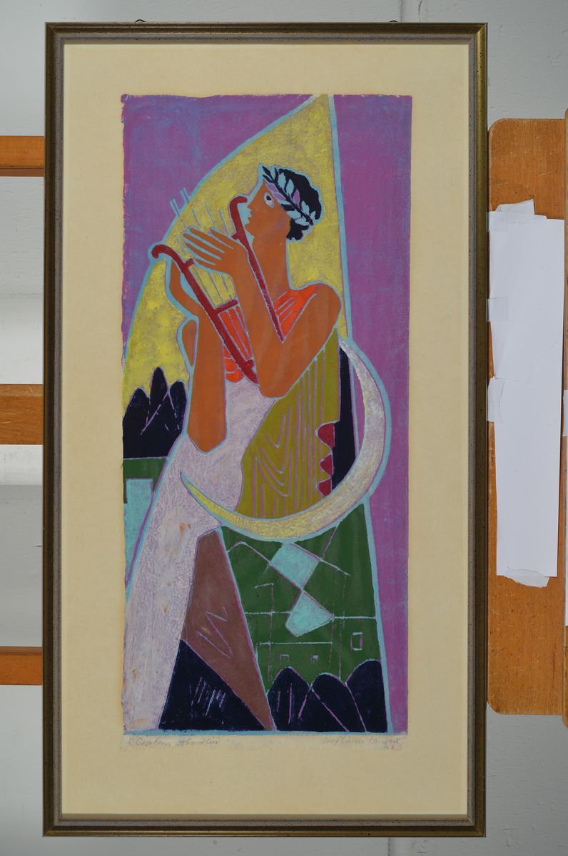 Detail l: Rolf Müller-Landau, 1903-1956 Bad Bergzabern, 2 Monotypien zu Orpheus, beide handsigniert ,je ca. 68x37 cm