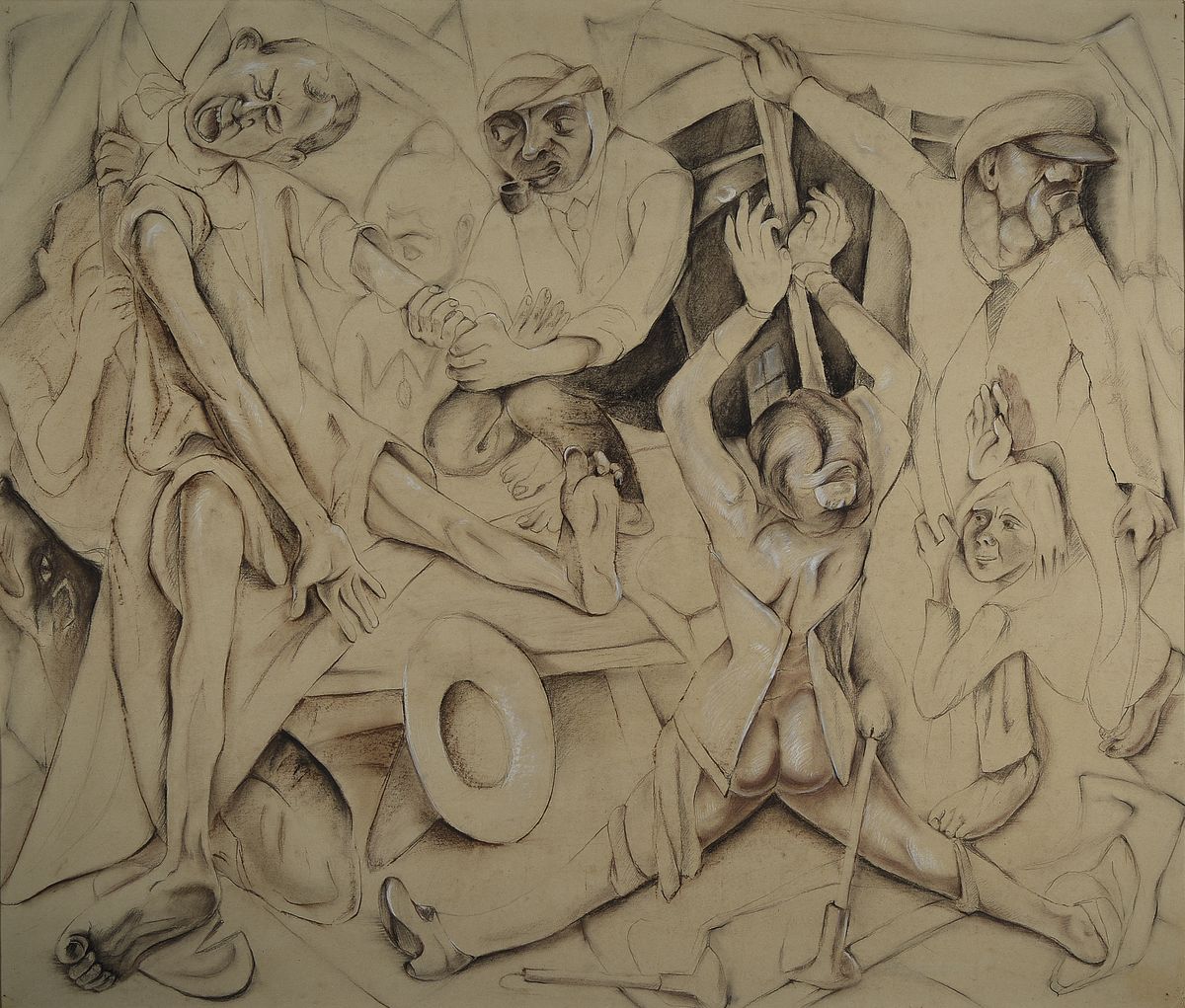 Unbekannter Künstler, deutsch, 1940er Jahre,nach Max Beckmanns Grafikfolge "Die Hölle", vielfigurige Darstellung der Kriegsleiden der ...