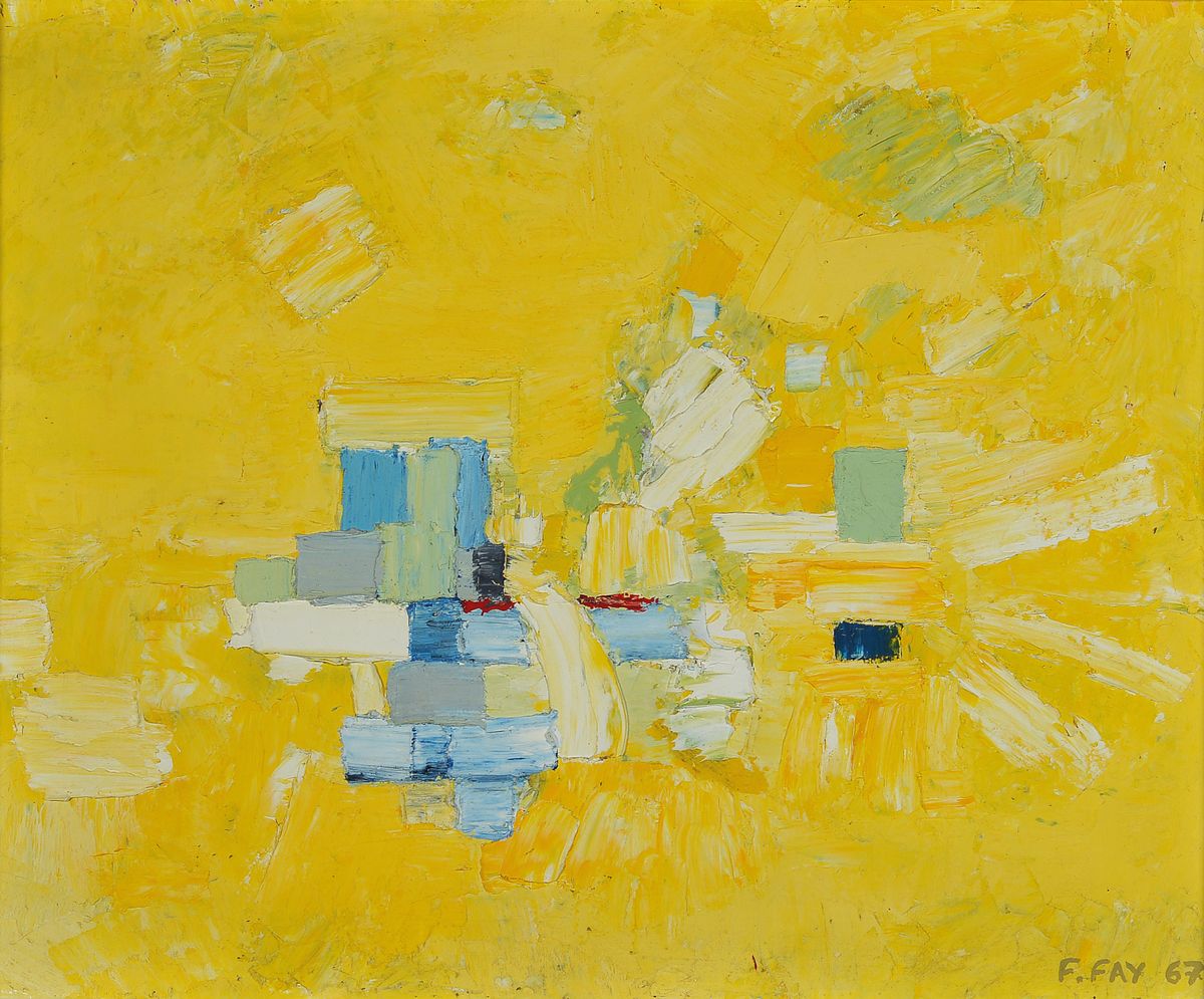 Franck Fay, 1921-2011, Abstrakte Komposition, Öl/Hartfaser, rechts unten signiert und dat. 69, ca. 401x48cm/53.5x63cm, R.
